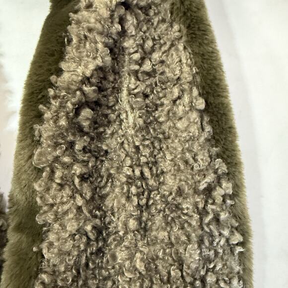 New Anthropologie Mixed Faux Fur Infinity Scarf Dark Olive Green Moss - Picture 5 of 10